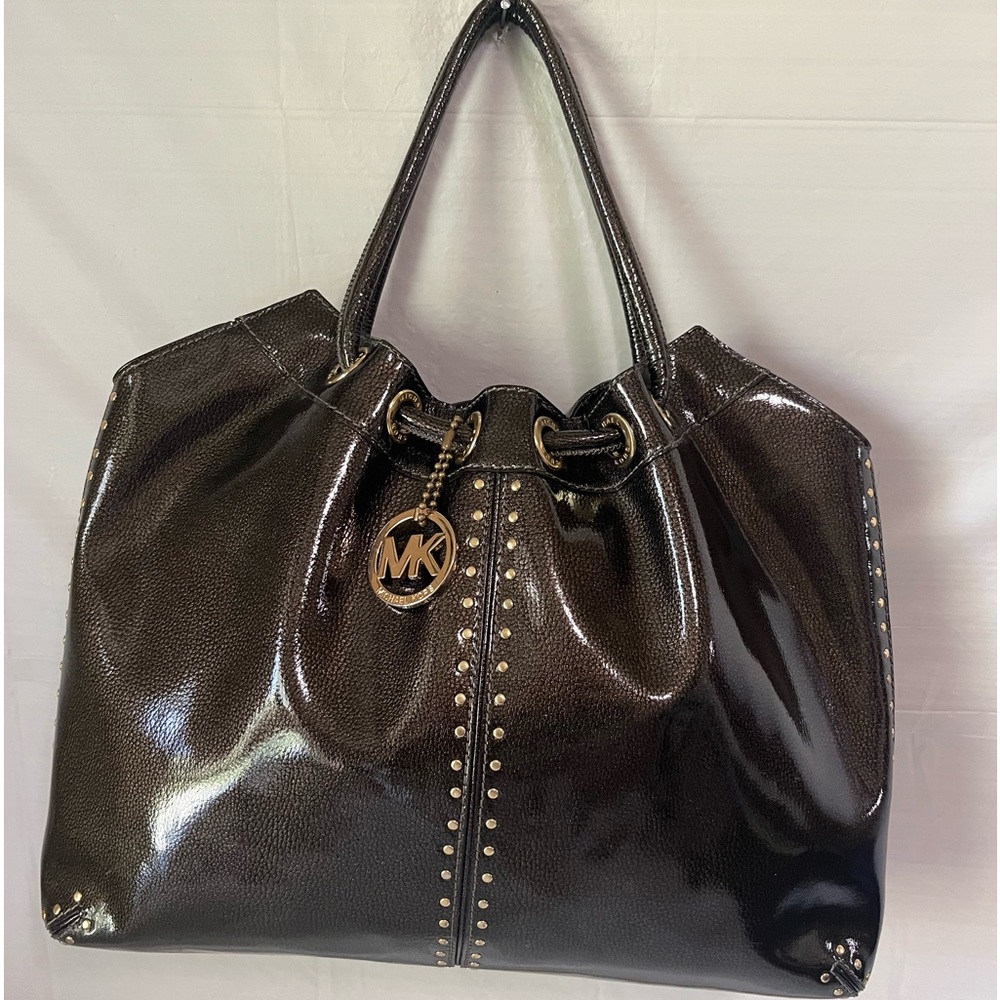 Michael Kors Black Patent Leather Studded Tote
